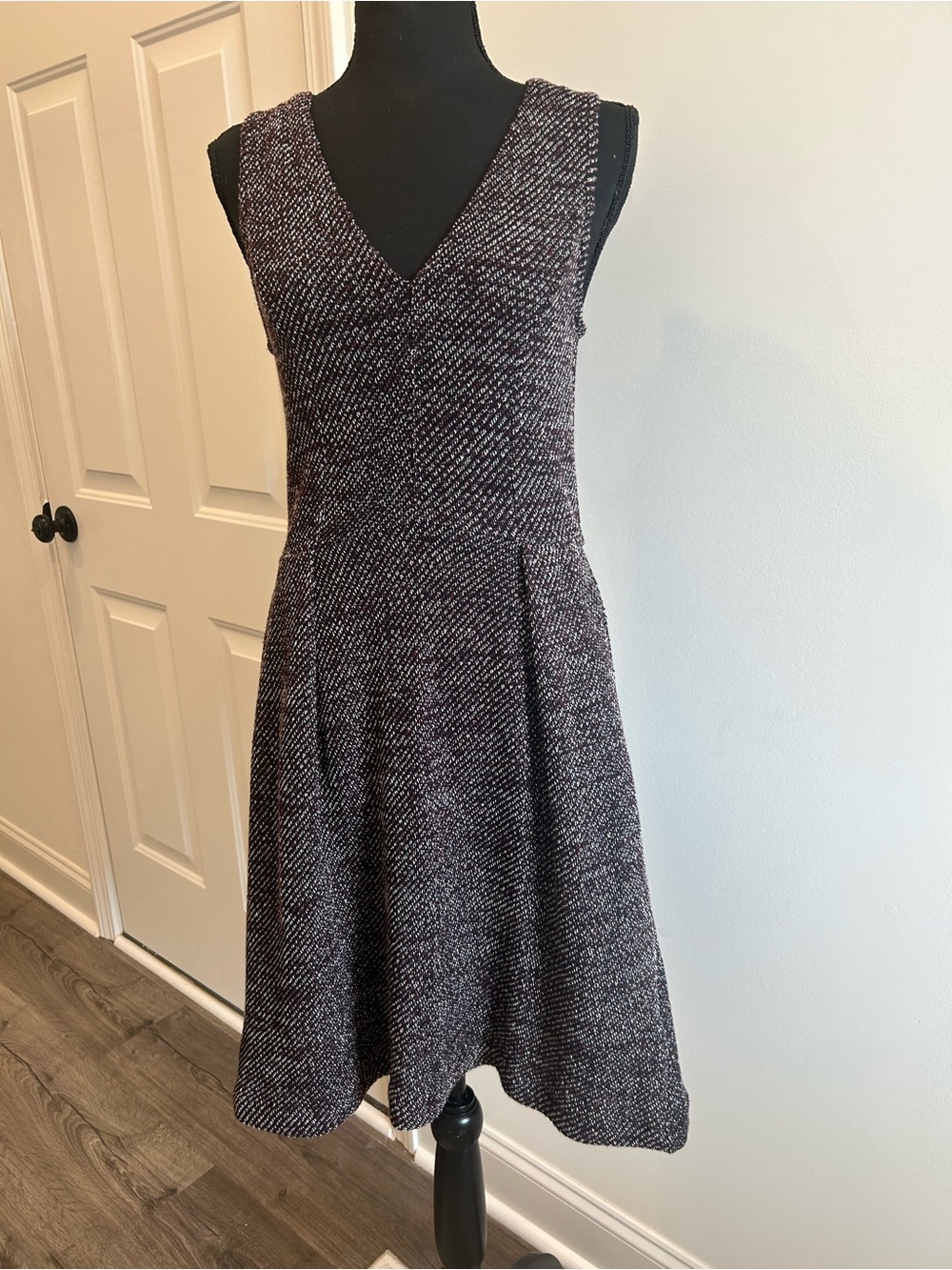 Madewell Knit Twill Terrace Sleeveless Dress Black Burgundy MEDIUM #08255